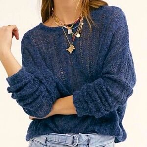 Free People Angel Soft Alpaca Wool Pullover in Cosmos Combo Size Medium